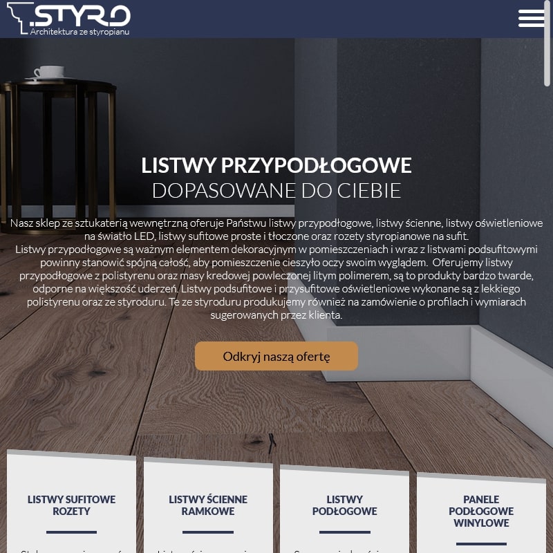 Listwy podłogowe styropianowe